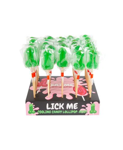 Présentoir de 40 sucettes pénis à la menthe avec effet rafraichissant