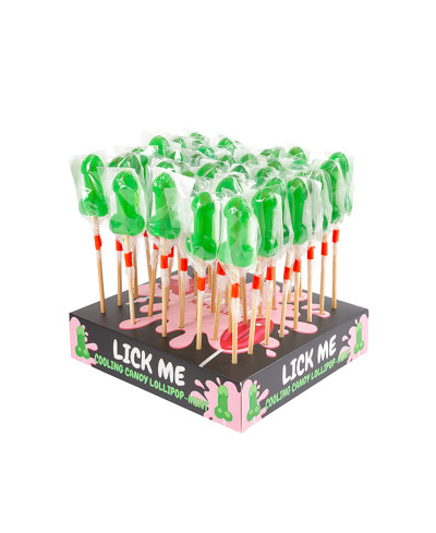 Présentoir de 40 sucettes pénis à la menthe avec effet rafraichissant