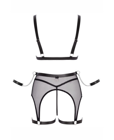 Ensemble Fetish noir en dentelle - Cotelli Bondage