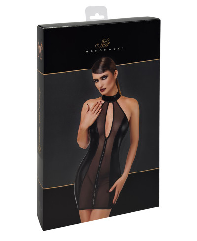 Mini robe tulle et wetlook Luxuria F370 - Noir Handmade