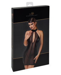 Mini robe tulle et wetlook Luxuria F370 - Noir Handmade