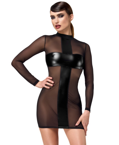 Mini robe tulle et wetlook Crossfire F369 - Noir Handmade