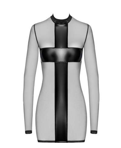 Mini robe tulle et wetlook Crossfire F369 - Noir Handmade