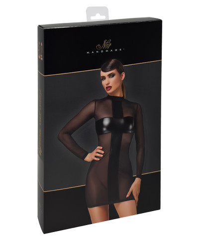 Mini robe tulle et wetlook Crossfire F369 - Noir Handmade