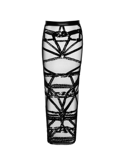 Jupe longue fendue Bondesque F360 - Noir Handmade