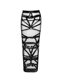 Jupe longue fendue Bondesque F360 - Noir Handmade