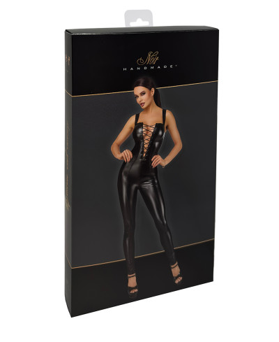Combinaison lacée en wetlook Vixen F362 - Noir Handmade