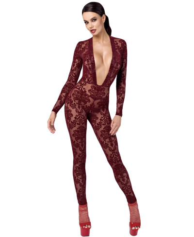 Combinaison en tulle floqué Kink Royal F382 - Noir Handmade