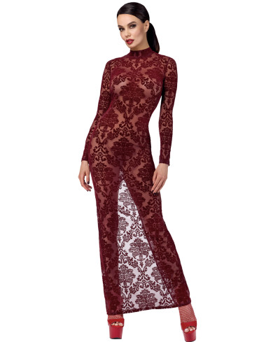 Robe fendue en tulle floqué Kink Royal F383 - Noir Handmade