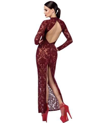 Robe fendue en tulle floqué Kink Royal F383 - Noir Handmade