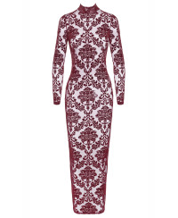 Robe fendue en tulle floqué Kink Royal F383 - Noir Handmade