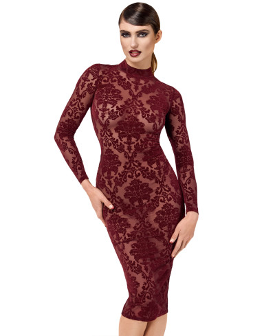 Robe fourreau en tulle floqué Kink Royal F384 - Noir Handmade