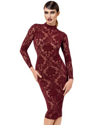 Robe fourreau en tulle floqué Kink Royal F384 - Noir Handmade