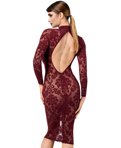 Robe fourreau en tulle floqué Kink Royal F384 - Noir Handmade