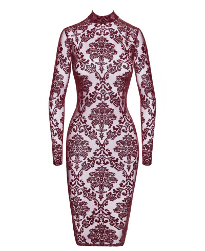 Robe fourreau en tulle floqué Kink Royal F384 - Noir Handmade