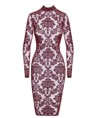 Robe fourreau en tulle floqué Kink Royal F384 - Noir Handmade