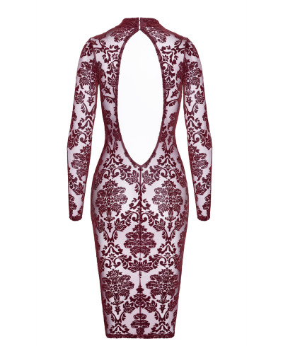 Robe fourreau en tulle floqué Kink Royal F384 - Noir Handmade