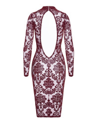 Robe fourreau en tulle floqué Kink Royal F384 - Noir Handmade