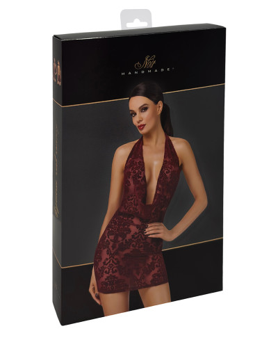 Mini robe dos nu en tulle floqué Kink Royal F385 - Noir Handmade